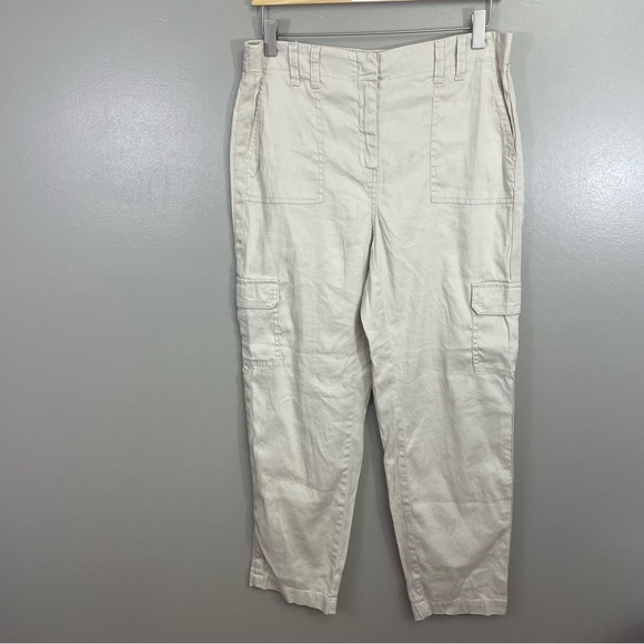 Chico's size Medium Chicos size 1 tan cargo linen cotton blend cropped pants - Picture 1 of 9